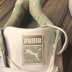 puma basket white black